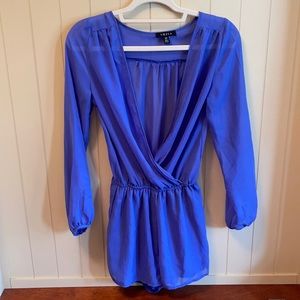 Periwinkle sheer long sleeve romper